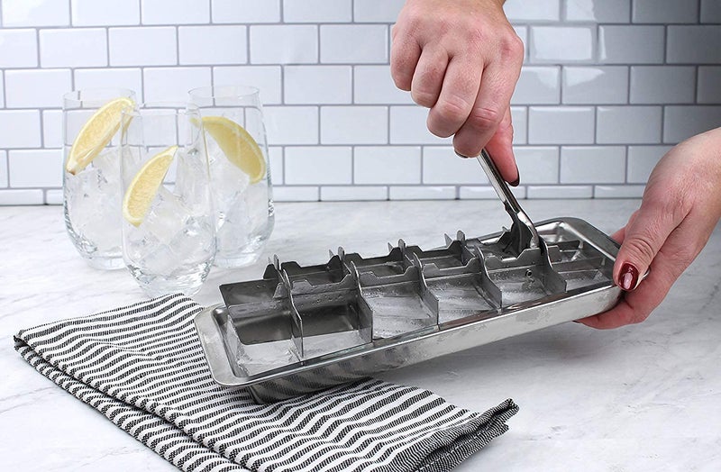 Onyx 18/8 Stainless Steel # ICE001 18 Slot Ice Cube Tray - Image 5